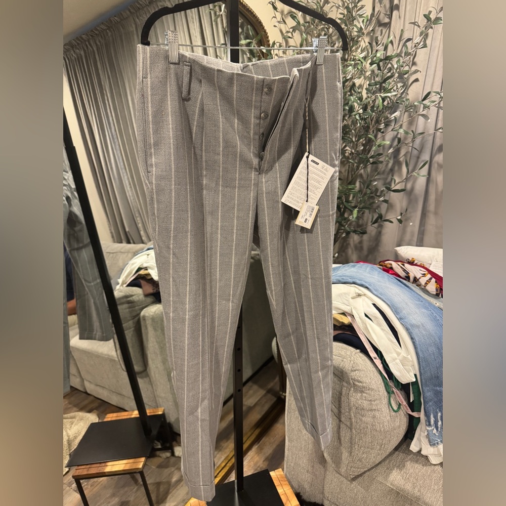 Brian Dales Gray Pinstripe Dress Pants